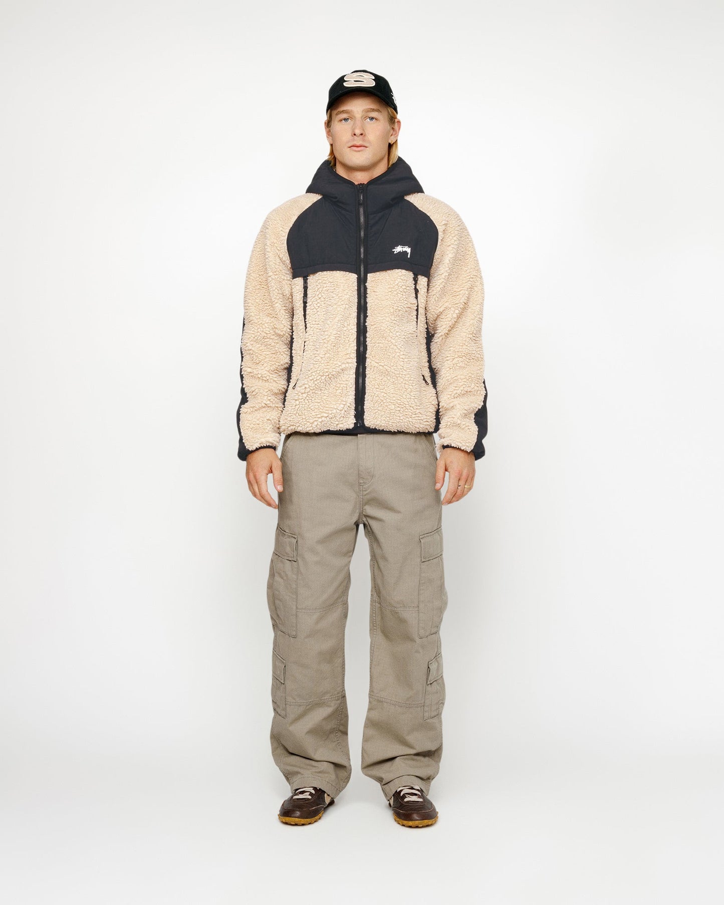 SHERPA PANELED HOODED JACKET